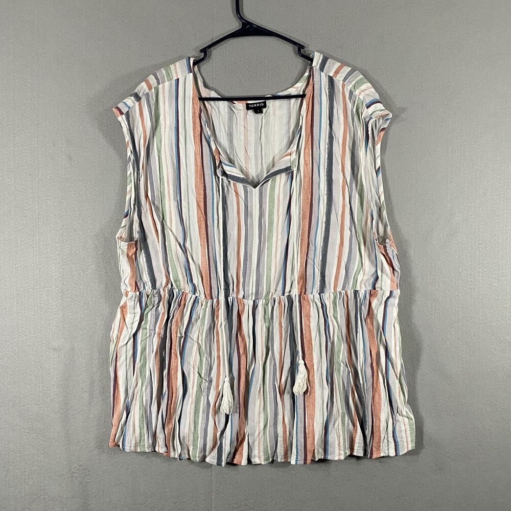 Torrid Peplum Rayon Slub Dolman Striped Shirt Top Womans Size 3x